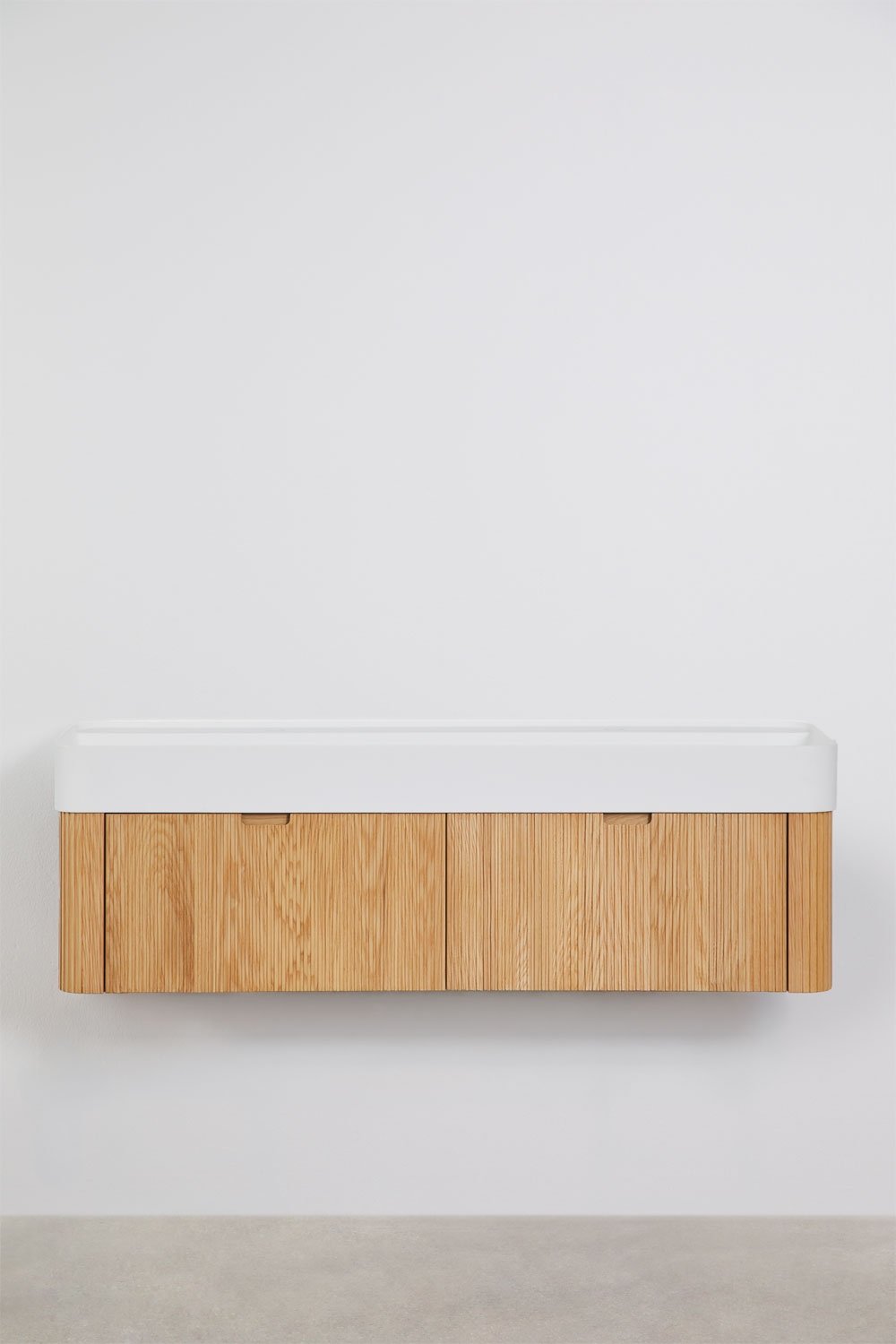 Hängendes Badezimmermöbel-Set 130x45 cm aus Holz mit integriertem Waschbecken Saioa, Galeriebild 3