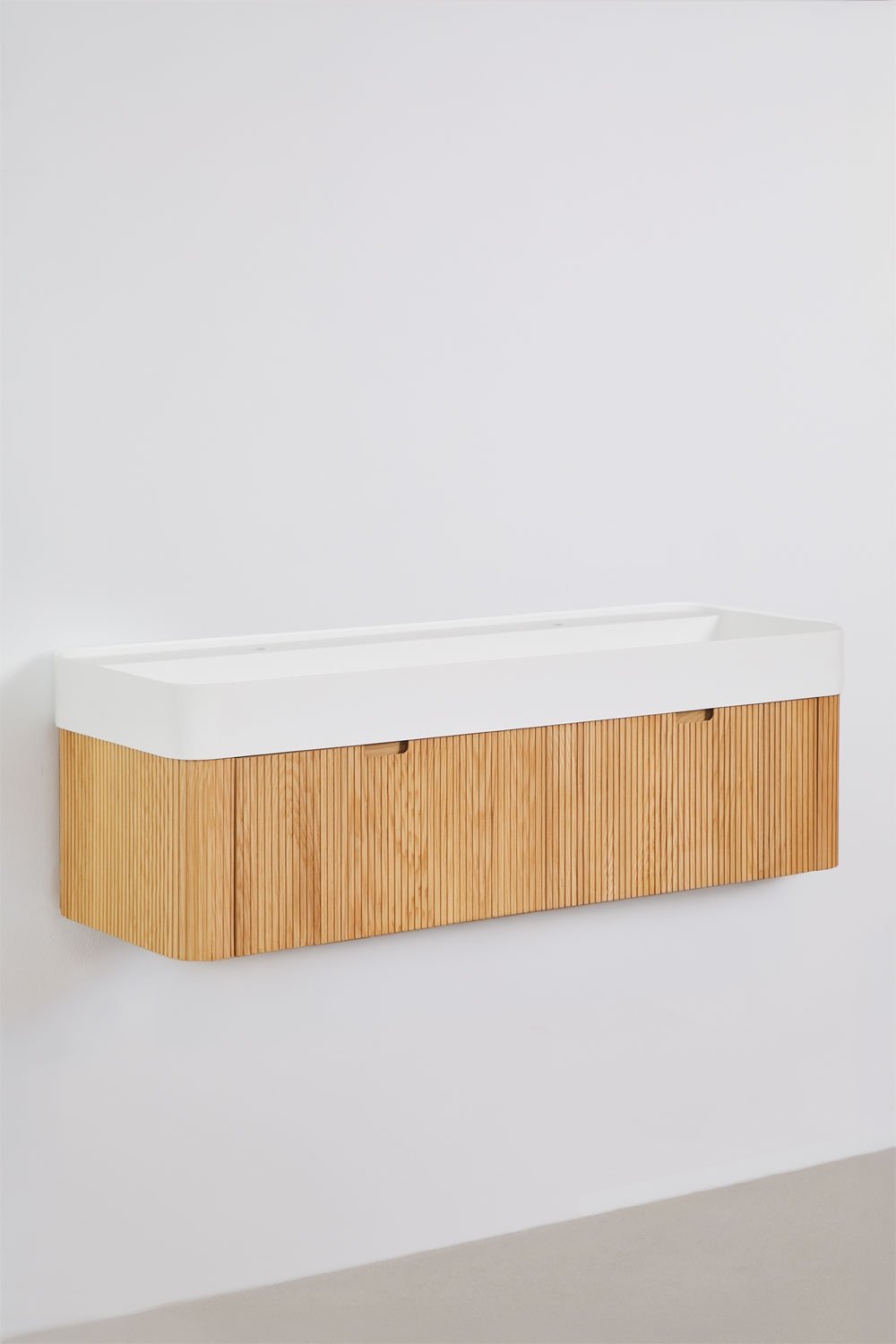 Hängendes Badezimmermöbel-Set 130x45 cm aus Holz mit integriertem Waschbecken Saioa, Galeriebild 4
