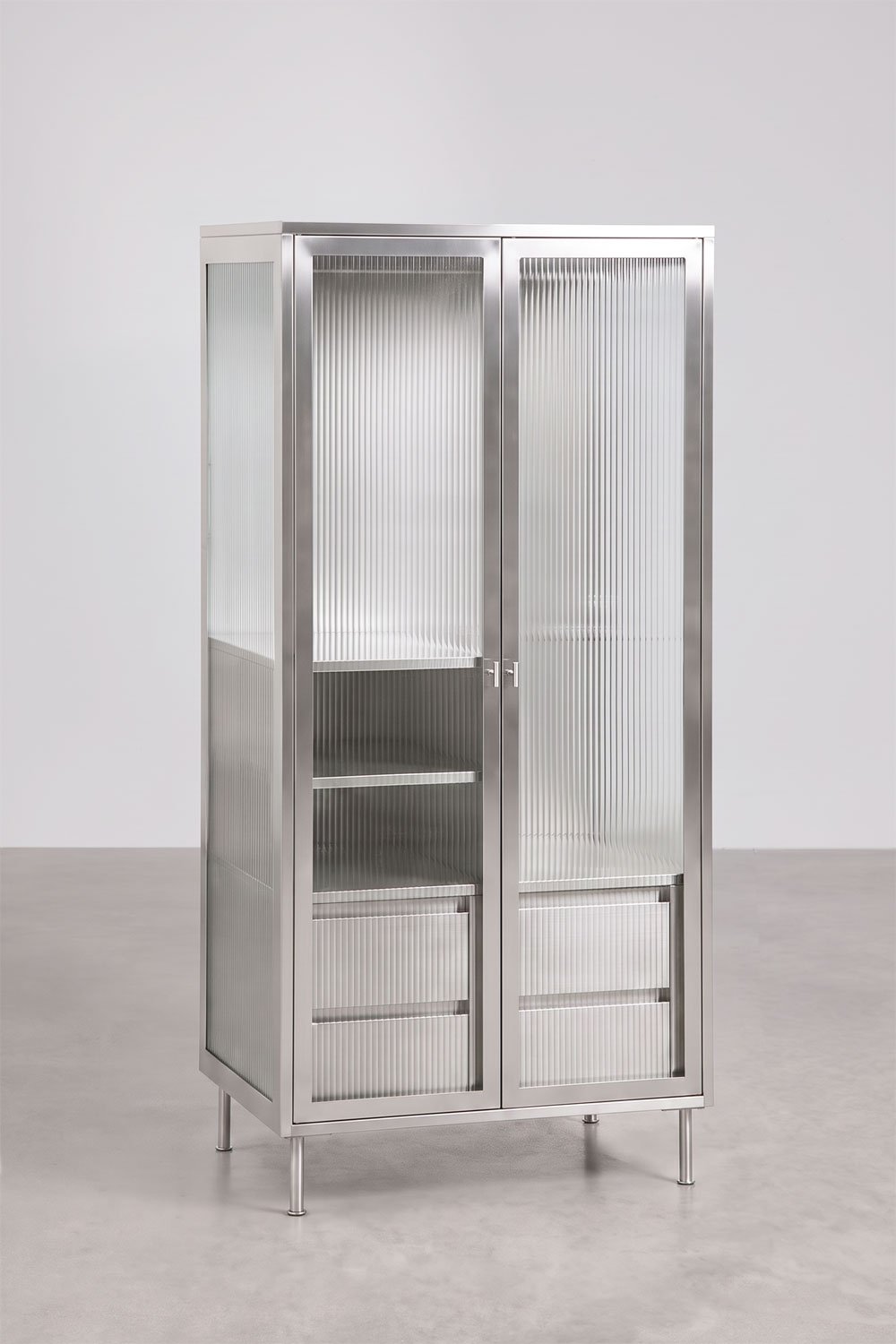 Schrank 85x180 cm aus Stahl und Glas Paoline, Galeriebild 4