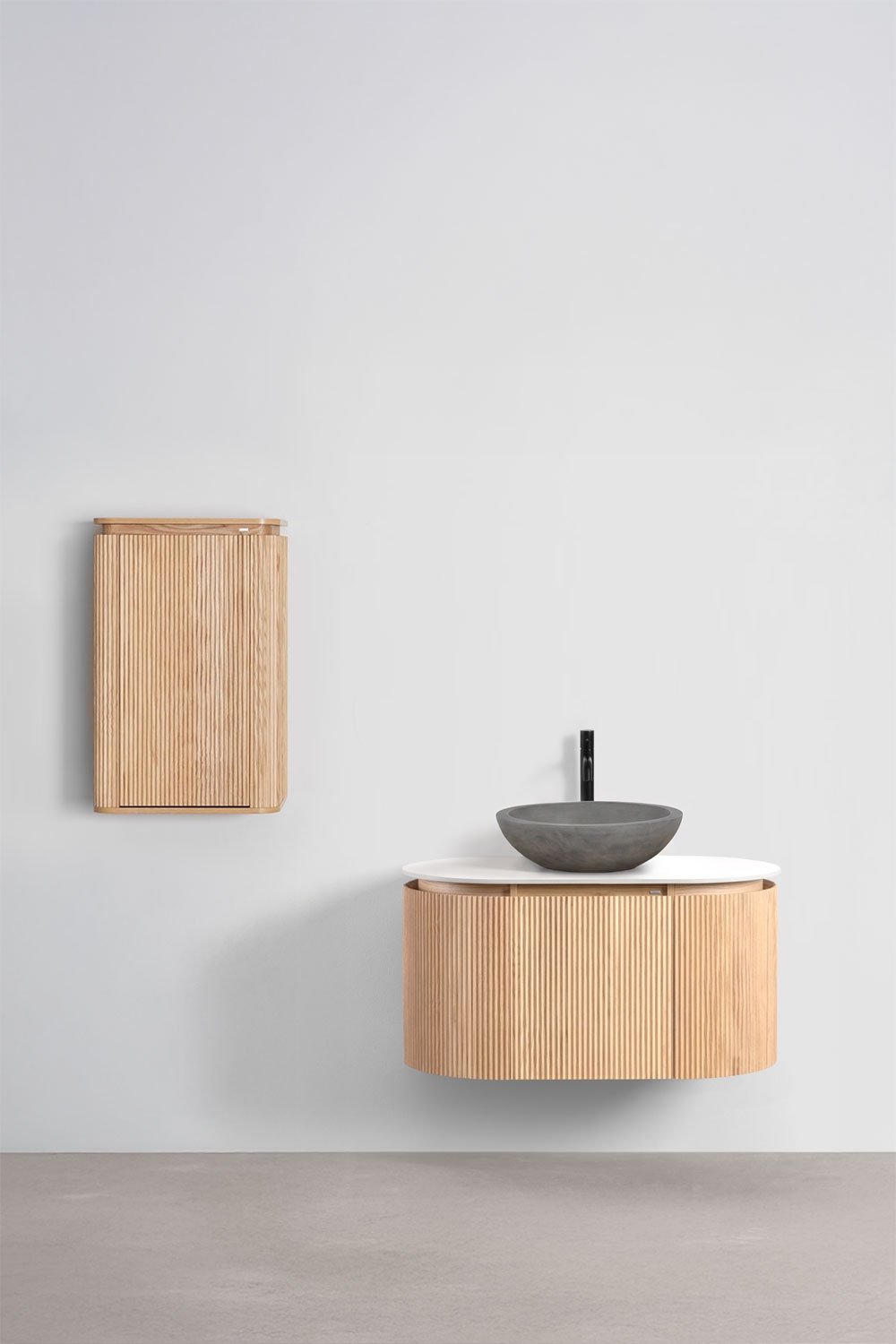 Hängendes Badezimmermöbel-Set 90x50 cm aus Holz Carsone, Galeriebild 2