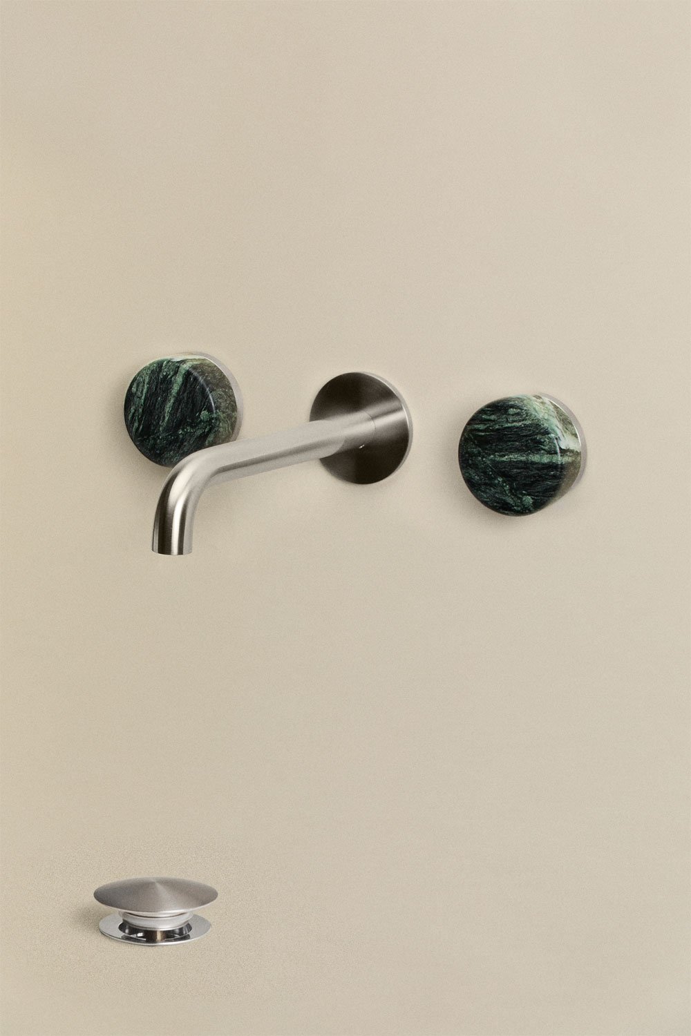 Set aus eingebautem Naturstein-Waschtischarmatur Gilstoin und Click-Clack-Abflussventil aus Messing Orveta, Galeriebild 3