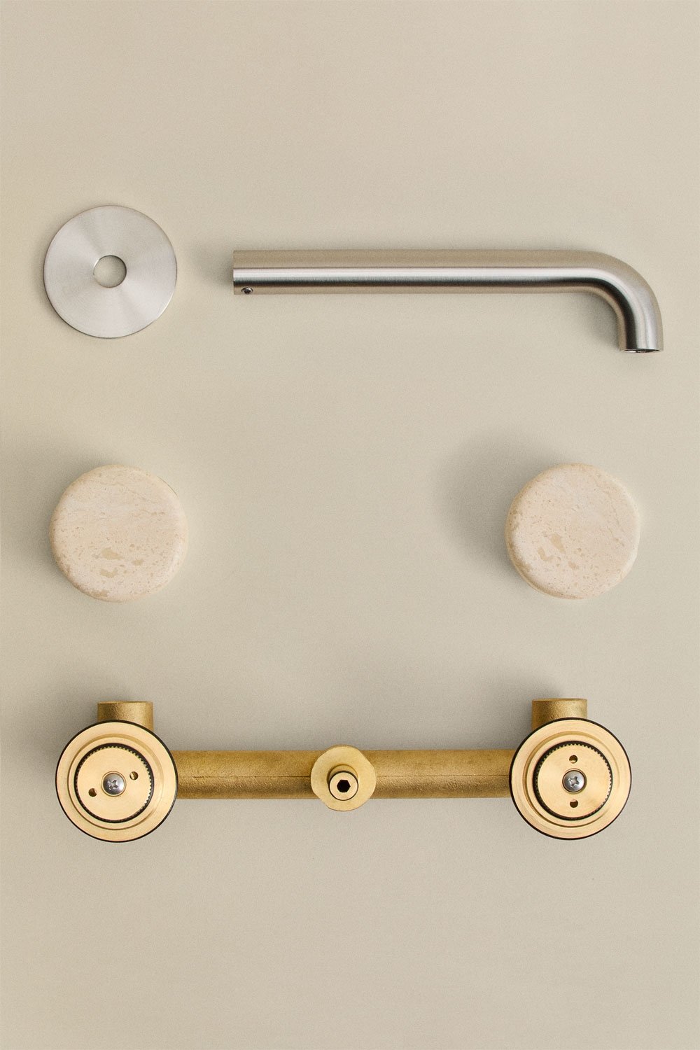 Set aus eingebautem Naturstein-Waschtischarmatur Gilstoin und Click-Clack-Abflussventil aus Messing Orveta, Galeriebild 8