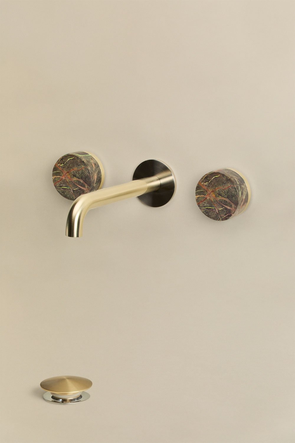 Set aus eingebautem Naturstein-Waschtischarmatur Gilstoin und Click-Clack-Abflussventil aus Messing Orveta, Galeriebild 3
