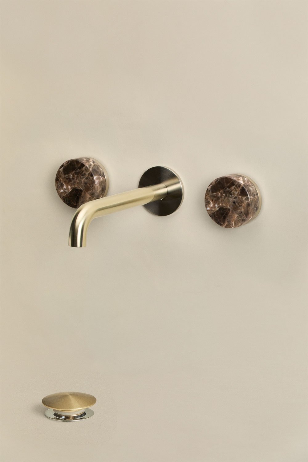 Set aus eingebautem Naturstein-Waschtischarmatur Gilstoin und Click-Clack-Abflussventil aus Messing Orveta, Galeriebild 3