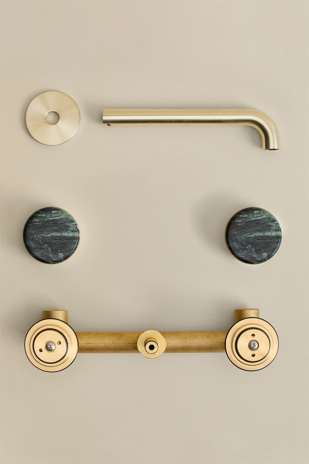 Set aus eingebautem Naturstein-Waschtischarmatur Gilstoin und Click-Clack-Abflussventil aus Messing Orveta, Galeriebild 8