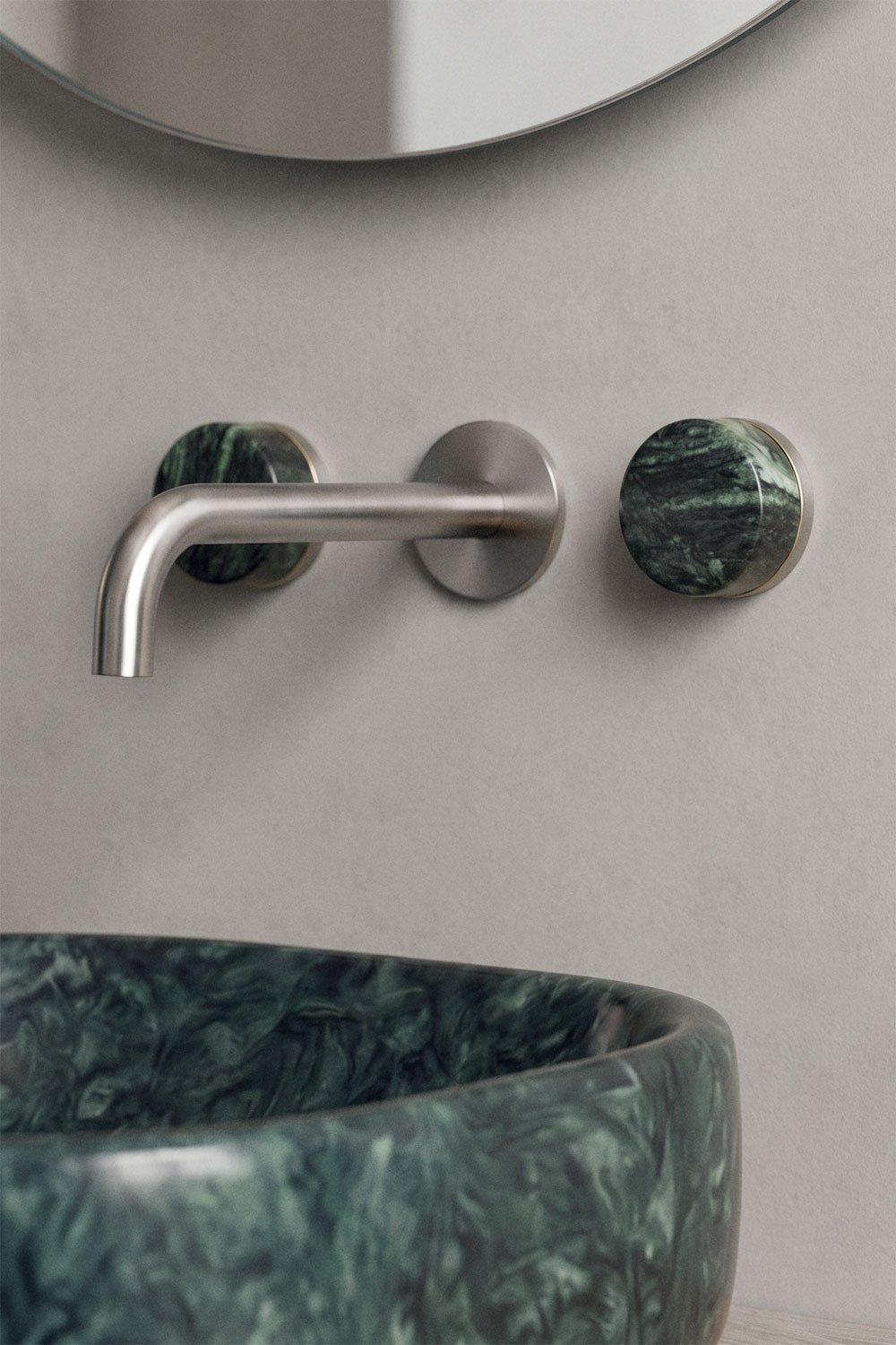 Set aus eingebautem Naturstein-Waschtischarmatur Gilstoin und Click-Clack-Abflussventil aus Messing Orveta, Galeriebild 2