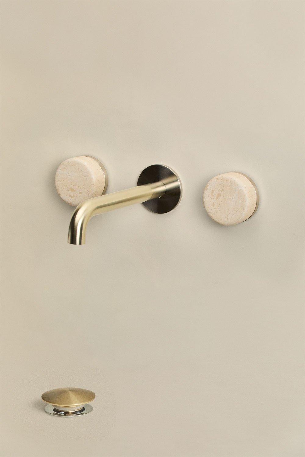 Set aus eingebautem Naturstein-Waschtischarmatur Gilstoin und Click-Clack-Abflussventil aus Messing Orveta, Galeriebild 3
