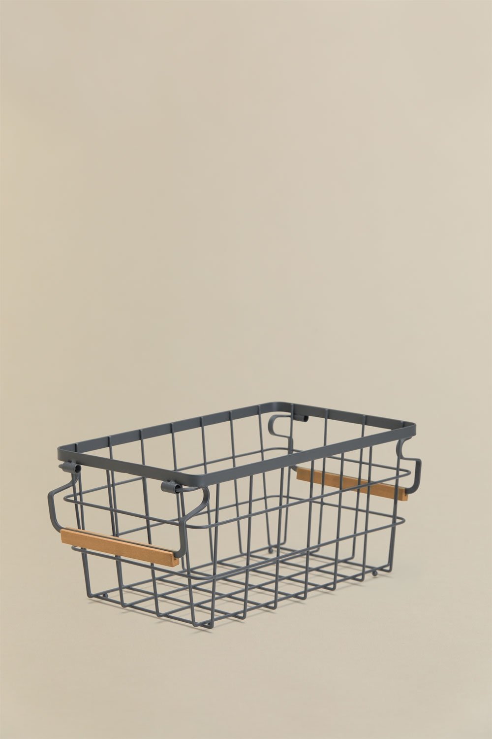 Ainela Aufbewahrungskorb aus Eisen und Kautschukholz, Galeriebild 3