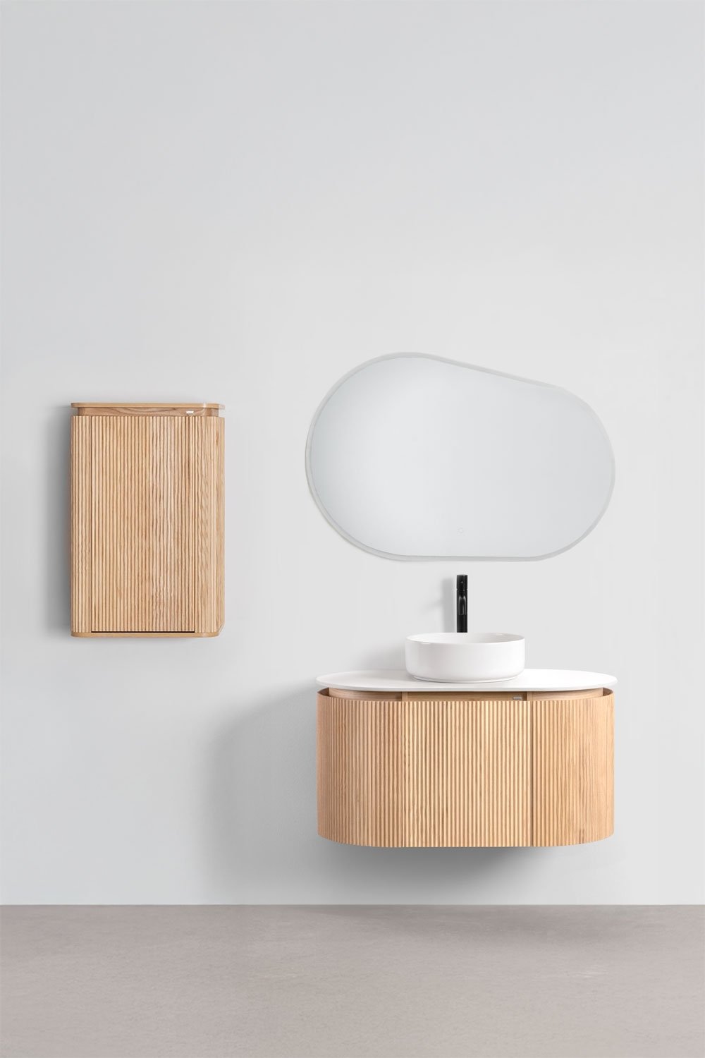 Hängendes Badezimmermöbel-Set 90x50 cm aus Holz Carsone, Galeriebild 2