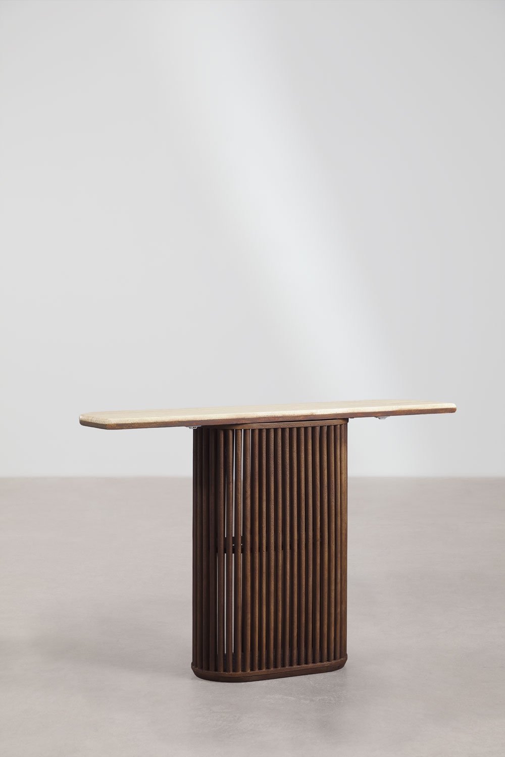 Rechteckige Konsolentisch 120x30 cm aus Mangoholz und Naturstein Talix, Galeriebild 5