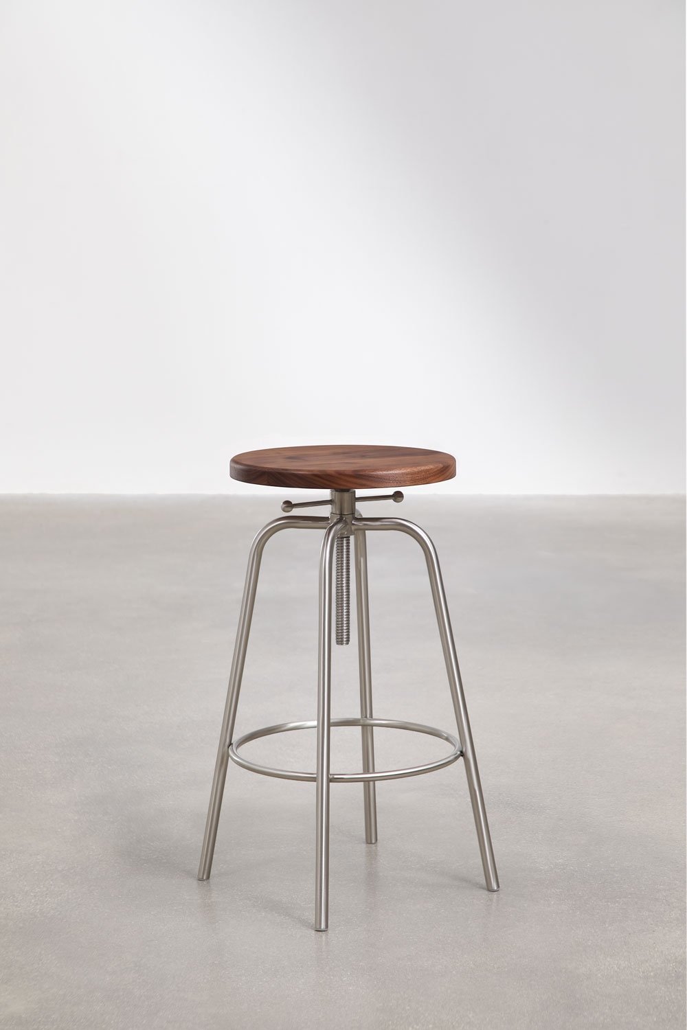 Hocker höhenverstellbar aus Edelstahl und Holz Bangalore, Galeriebild 4