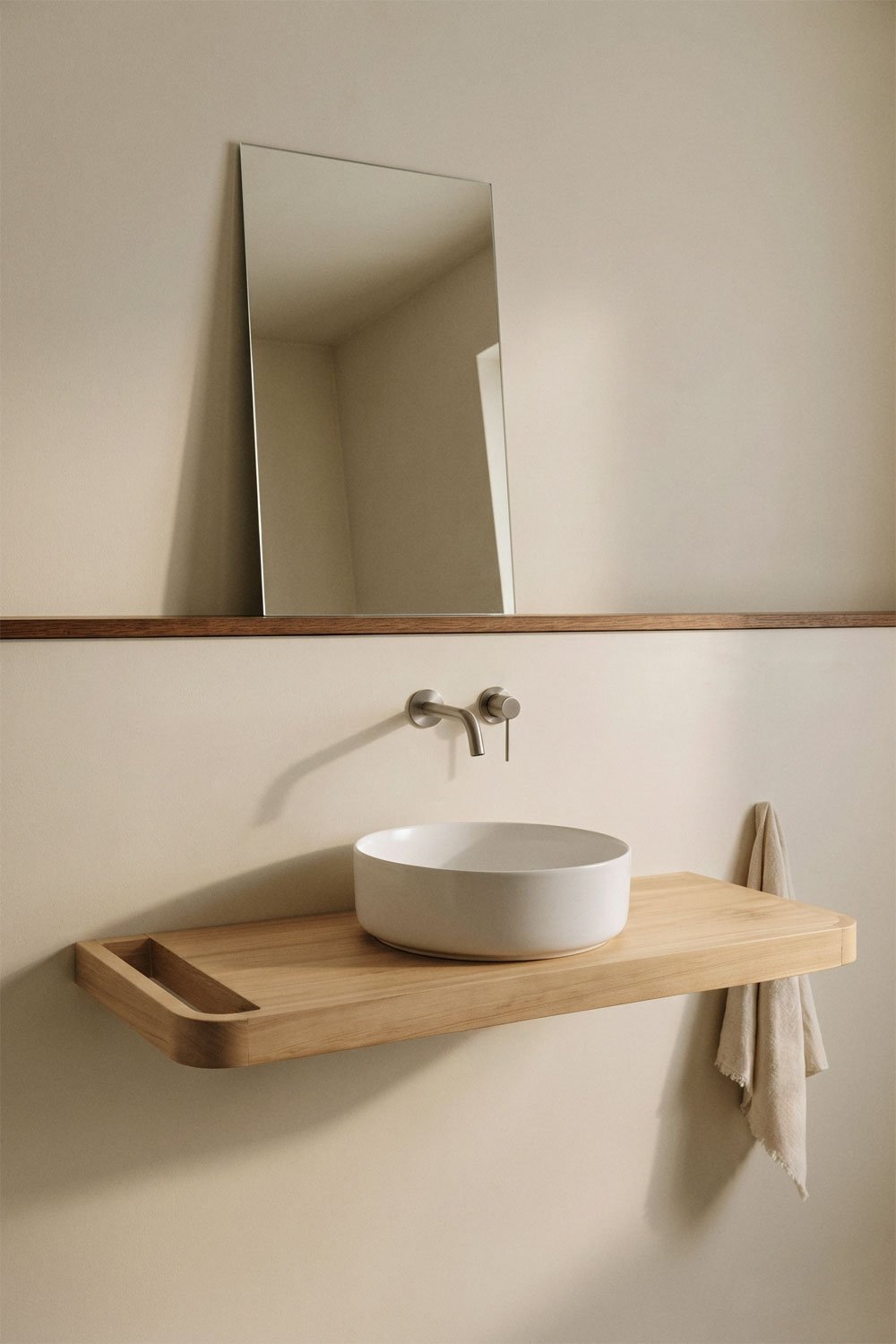 Hängendes Badezimmermöbel-Set 130x45 cm aus Teakholz Neill, Galeriebild 1