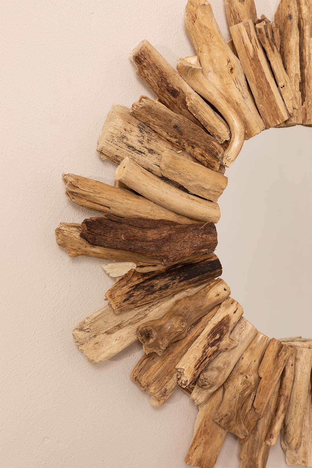 Runder Wandspiegel aus Holz (Ø50 cm) Laki - SKLUM