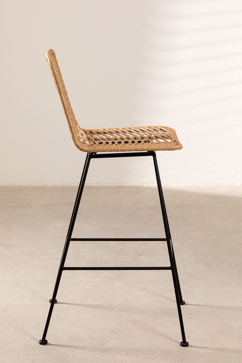 Hoher Hocker aus synthetischem Rattan, natürliche Gouda, Galeriebild 2