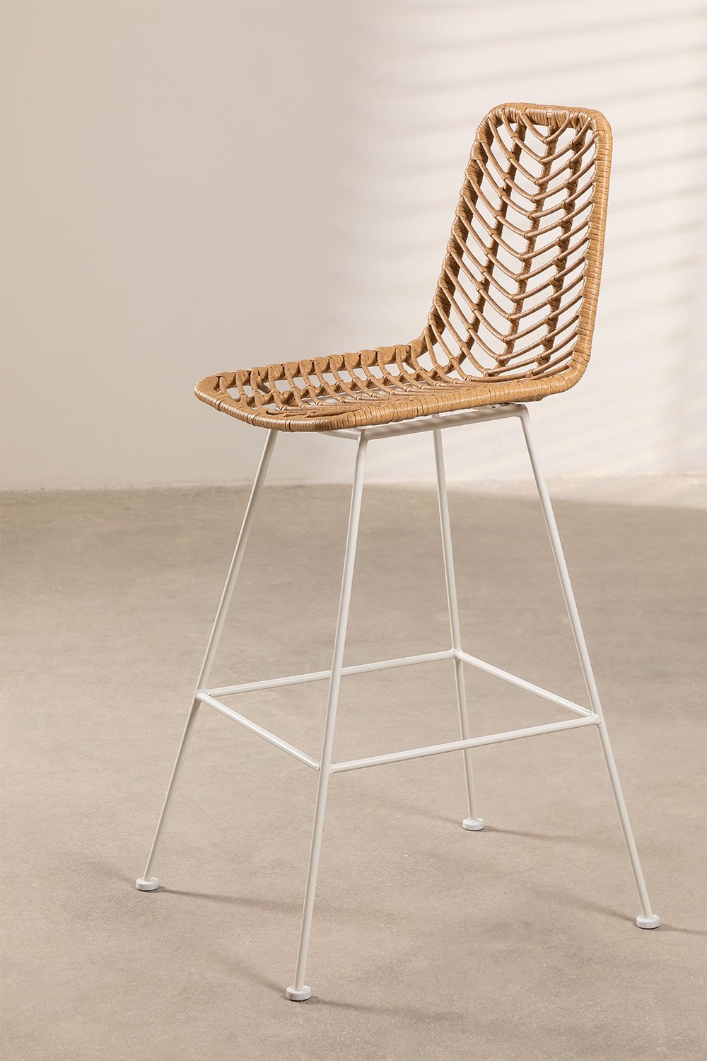 Hoher Hocker aus synthetischem Rattan, natürliche Gouda, Galeriebild 2