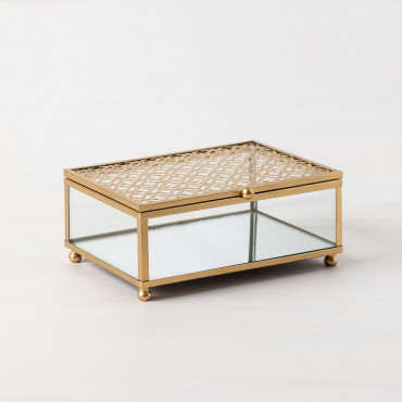 Joyero De Cristal Sofie Dorado - Sklum