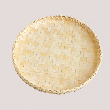 Bandeja Decorativa Redonda Ø30 Cm En Bambú Raimis Natural - Sklum