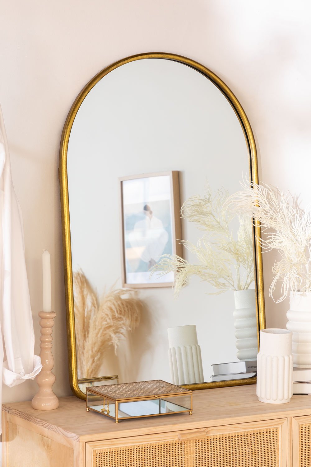  H-A Espejos decorativos de estilo europeo para pared, espejos  de baño, espejo de pared (32 x 24 pulgadas, dorado) : Hogar y Cocina