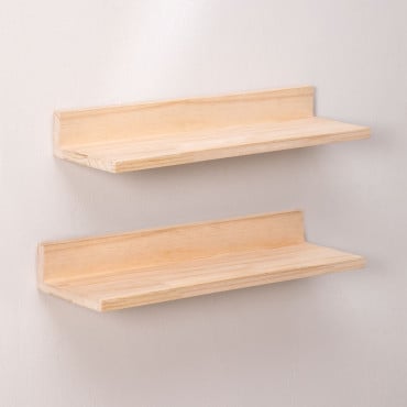 Set De 2 Estantes De Pared 60 Cm En Madera De Pino Tydor 60 Cm - Sklum