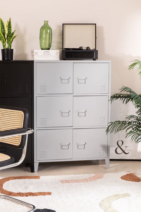 Cajonera taquilla de 6 puertas 80x40 cm en acero Pohpli - Gris Claro