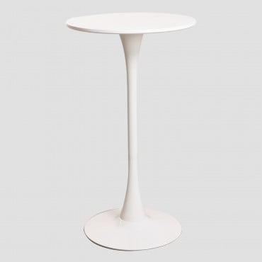 Mesa Alta Redonda Ø60 Cm En Mdf Y Metal Ivet Blanco - Sklum