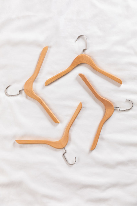 Pack de 4 perchas en madera y acero Rita - Marrón Madera Natural