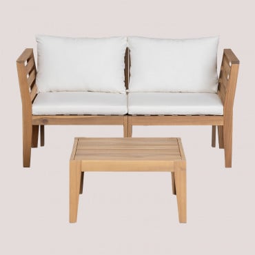 Conjunto De Jardín Con Sofá Modular De 2 Piezas Con Reposabrazos Y Mesa De Centro Filips Blanco Gardenia - Sklum