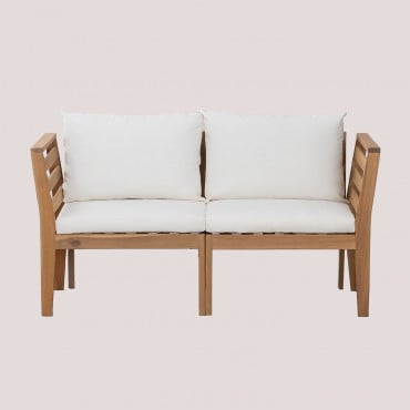 Sofá Modular De Jardín De 2 Piezas Con Reposabrazos En Madera De Acacia Filips Blanco Gardenia - Sklum
