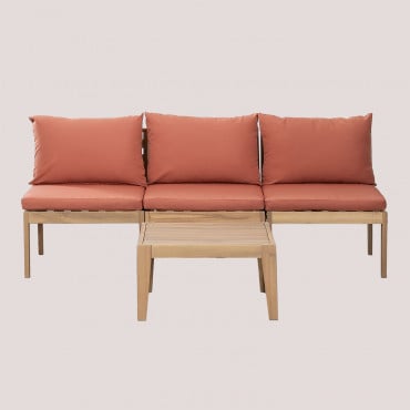 Conjunto De Jardín Con Sofá Modular De 3 Piezas Y Mesa De Centro Filips Terracota - Sklum
