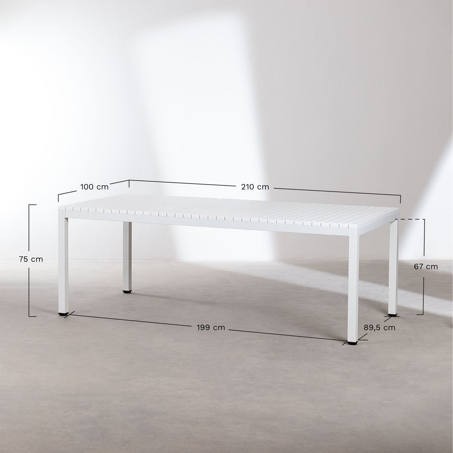 Mesa de jardín rectangular 210x100 cm en aluminio Marti  , medidas