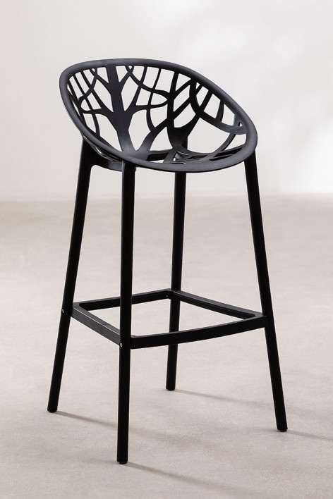 Pack de 2 taburetes altos de jardín 75 cm en polipropileno negro Ores