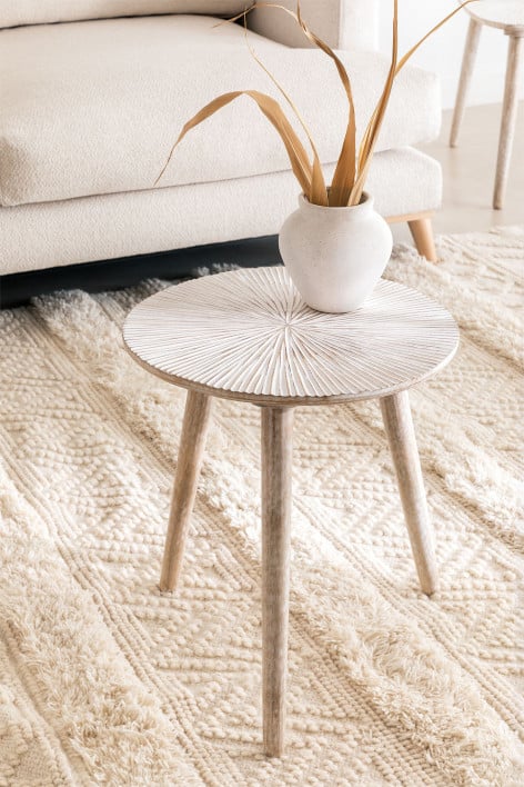 Mesa auxiliar redonda Ø40 cm en madera de mango Nabordi