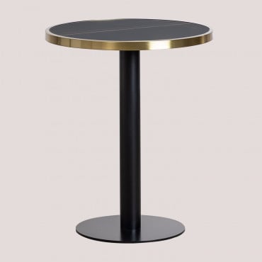 Mesa De Bar Redonda En Gres (ø60 Cm) Amaretto Negro - Sklum