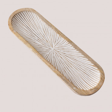 Bandeja Decorativa En Madera De Mango Nabordi Madera Blanca Vintage - Sklum