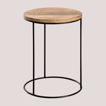 Mesa Auxiliar Redonda Ø30 Cm En Madera De Mango Tannam Madera Mango - Sklum
