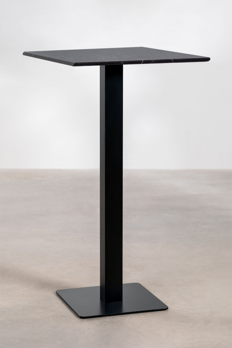 Mesa alta de bar cuadrada 60x60 cm en mármol Livanto - Mármol Negro Marquina