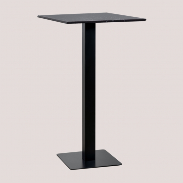 Mesa Alta De Bar Cuadrada 60x60 Cm En Mármol Livanto Mármol Negro Marquina & Negro - Sklum