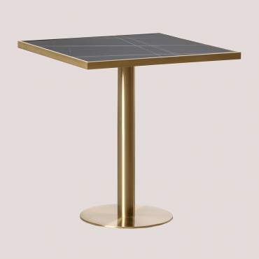 Mesa De Bar Cuadrada 70x70cm En Gres Manhattan Negro - Sklum