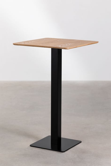 Mesa alta de bar cuadrada en chapa de fresno Espresso - ↔︎ 60 cm