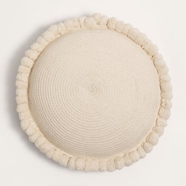 Cojín Redondo Ø50 Cm En Algodón Trenzado Olets Beige Crema - Sklum