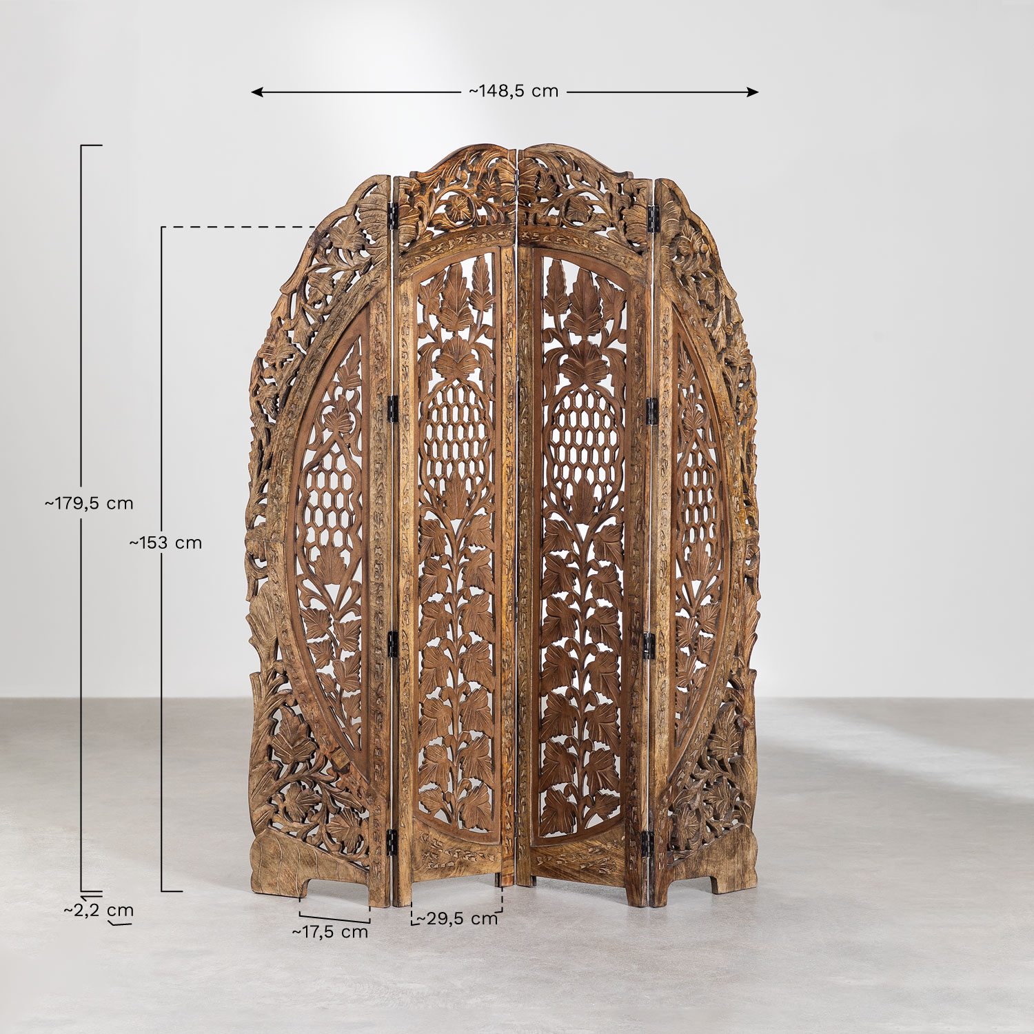 Biombo Decorativo De Madera, 3 Paneles Diseño De Ramas