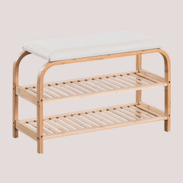 Banco Zapatero 70 Cm En Madera De Bambú Kaupo Blanco - Sklum