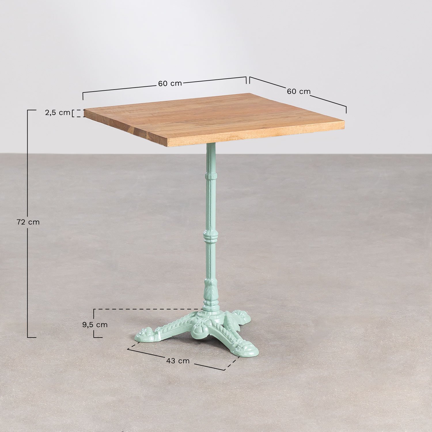 Mesa de Bar Cuadrada en Madera de Acacia Vienna , medidas