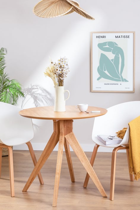 Mesa de cocina redonda Ø80 cm en madera Sekiz