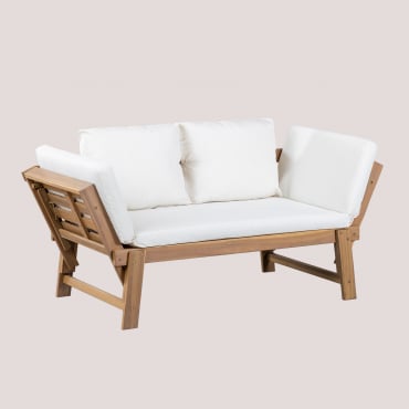 Sofá De Jardín De 3 Plazas Regulable En Madera De Acacia Guille Blanco Gardenia - Sklum