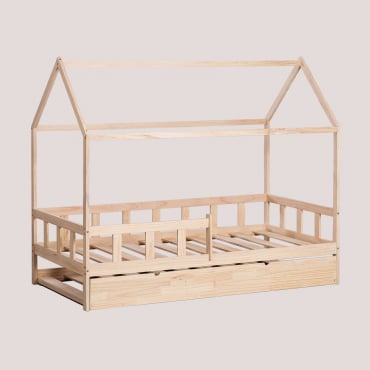 Cama De Madera Para Colchón De 90 Cm Kelly Kids Madera Natural & Cama Nido & 90 X 190 Cm - Sklum