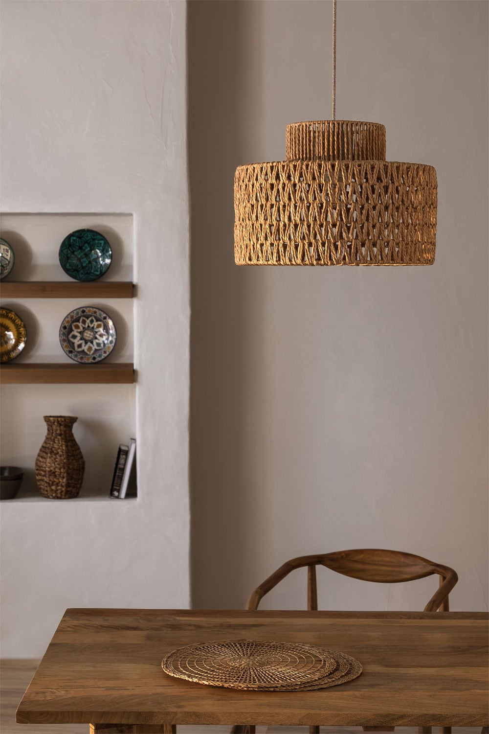Lámpara de techo colgante de ratán natural