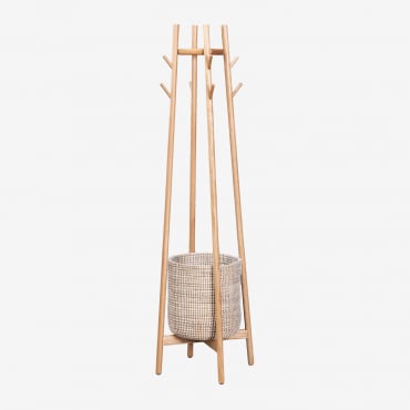 Perchero De Pie En Madera De Roble Maddie Madera Natural - Sklum