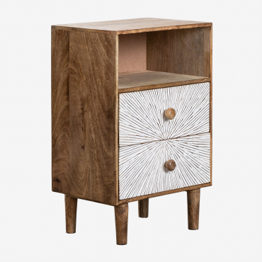 Mesita De Noche En Madera De Mango Kaobany Madera Mango - Sklum