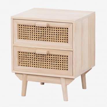 Mesita De Noche En Madera Ralik Marrón Madera Natural - Sklum